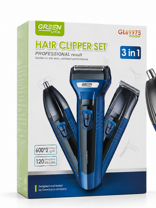 Kit Cortapelos 3 en 1 Profesional GL69975 | Cortadora de Pelo, Barba, Afeitadora y Recortadora