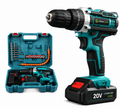 Taladro Percutor a Bateria 21V, Taladro Atornillador Bateria con 2 Baterías 2000mAh, 42Nm, 25+3 Ajuste de Par Destornillador Electrico, 30 Accesorios, 2 Velocidad, LED Luz Para Hogar, Bricolaje