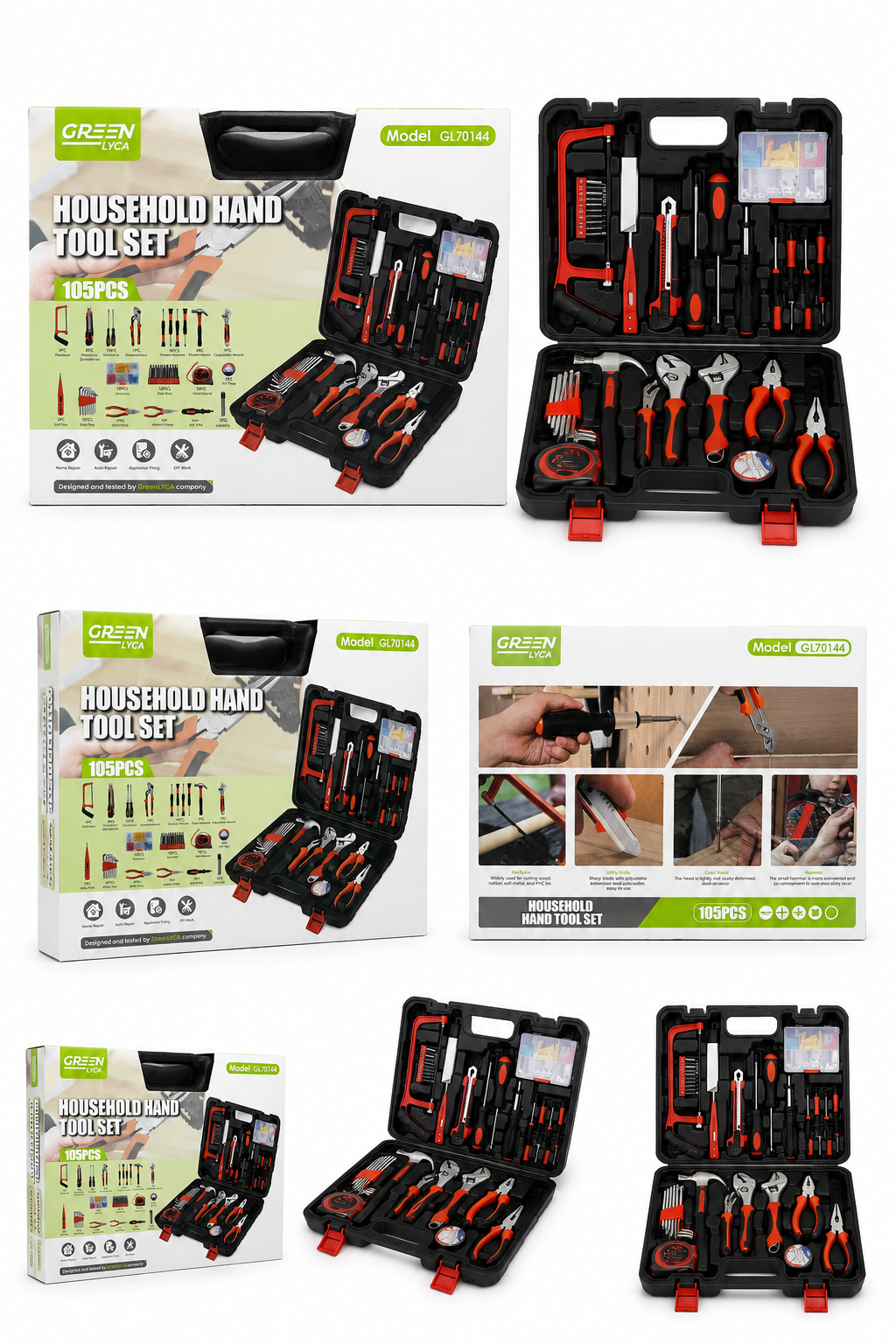 Maletín de Herramientas Profesional 105 Piezas GL70144 – Kit Completo de Reparación para Hogar y Bricolaje