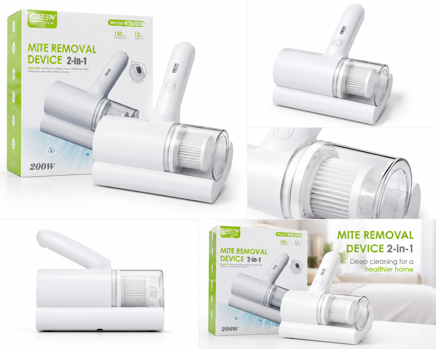 Eliminador de Ácaros GREEN LYCA GL70101 – Aspirador UV Antialérgico para Colchones y Tapicerías